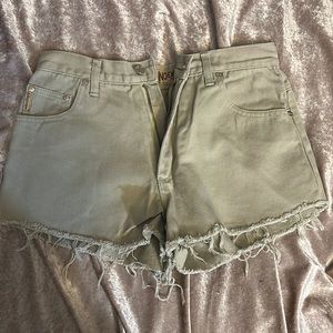 Vintage tan denim high waisted shorts